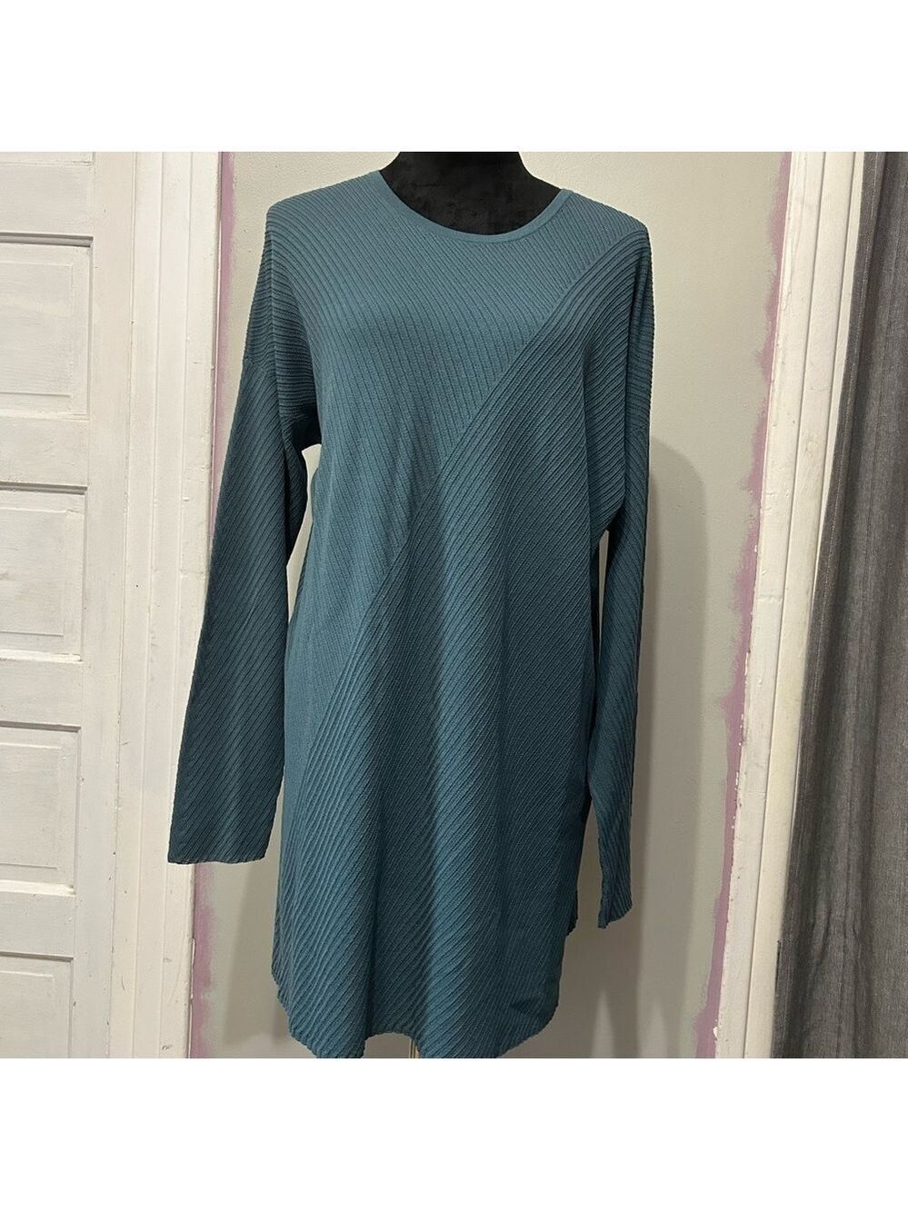 Eileen Fisher Women’s Tunic Dress Sz Med Tencel Nylon Blend Long Sleeves